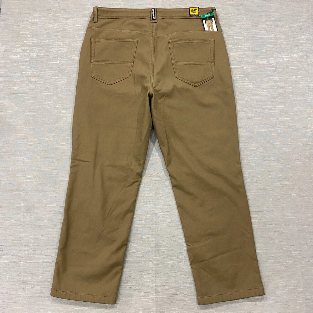CAT Caterpillar Work Pants Mens 38 x 30 Brown Canvas Fleece Lined Insulated